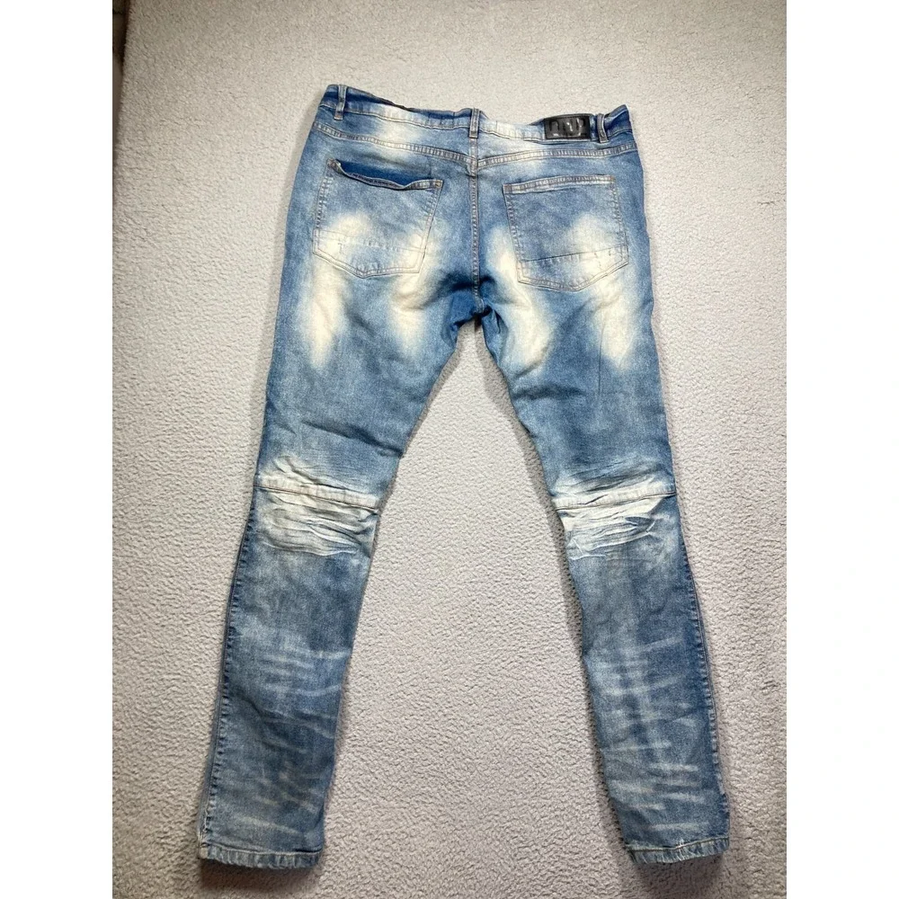 AHP  Another Hype Piece Jeans Mens 40x34 Blue Distressed Skater Hip‎ Hop Urban
